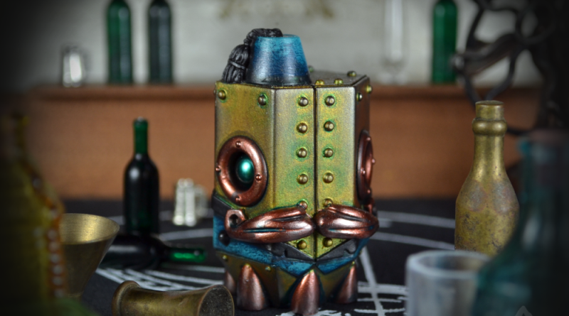 Hugo Facet. Resin Mechtorian collectible by Doktor A. Bruce Whistlecraft. Teal Hand painted version.