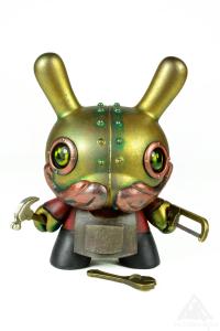 D. I. Why?Mechtorian customised Dunny art toy from Kidrobot. By Doktor A, Bruce Whistlecraft. 2023. Front.