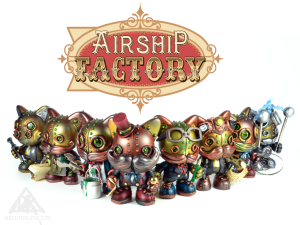The “Airship Factory” Customised Janky series.Customised Janky art toy from superplastic. By Doktor A, Bruce Whistlecraft. 2020. Group.