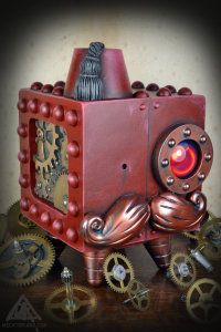 Colonel Rombus. A mechtorian resin art toy designed by Bruce Whistlecraft, Doktor A.A Custom red version.