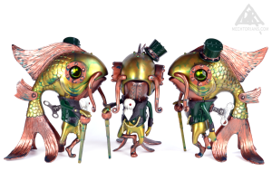 Fishman-Green-Three-Left-RightThe Multiple Edition Run of the Fishman created in 2021 from the Munkyking toy.