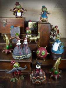 Mini Mechtorian series 2 toys designed by Doktor A. Bruce Whistlecraft and produced by Kidrobot.